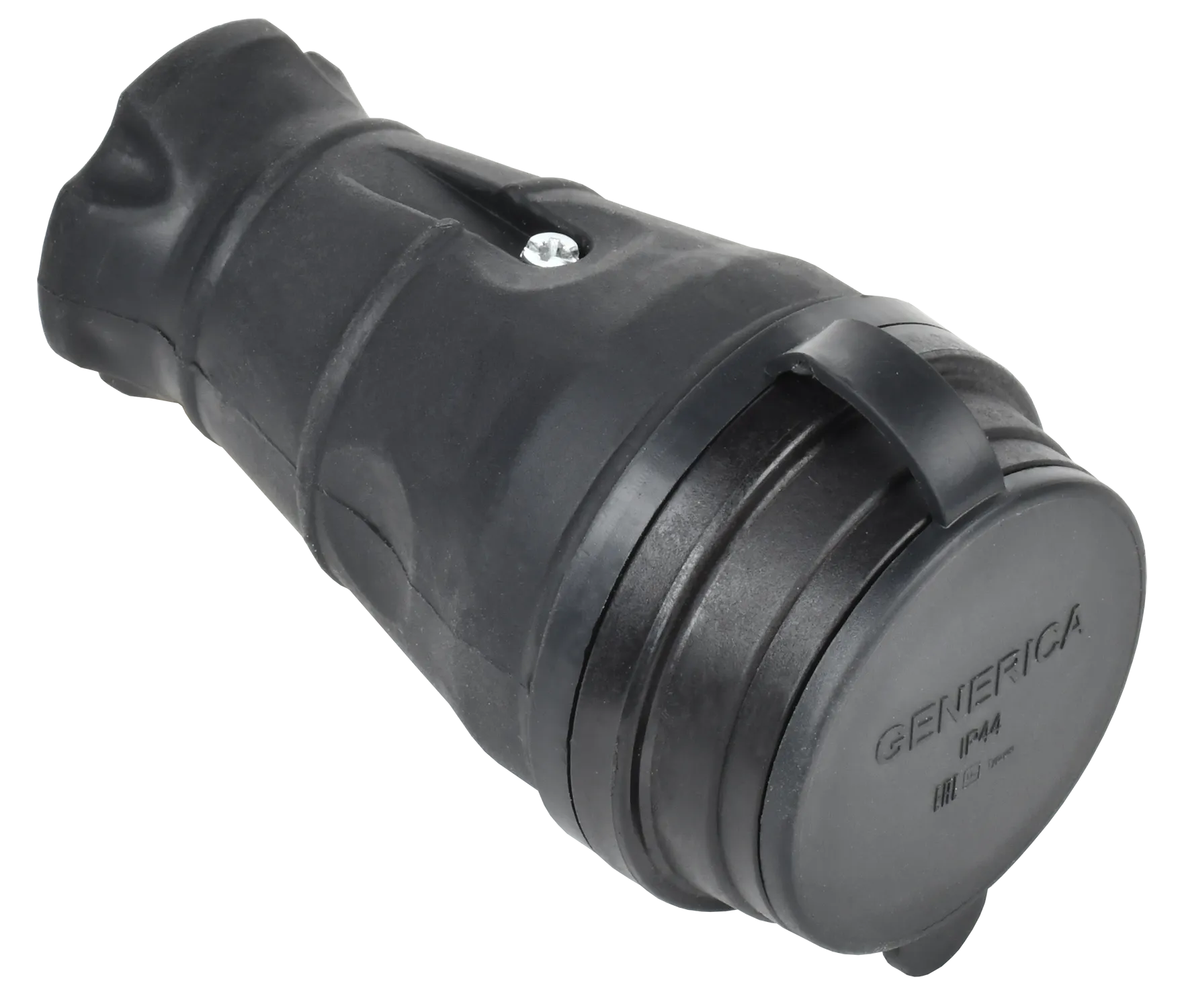 Розетка переносная с защитной крышкой 16А IP44 каучук черная GENERICA - Фото 2