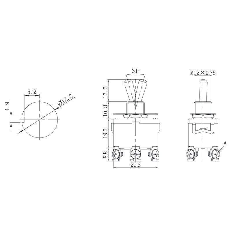 Тумблер 250V 6А (6c) (ON)-OFF-(ON) двухполюсный  (KN-223)  REXANT (в упак. 1шт.) - Фото 5