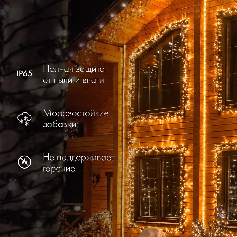 Дюралайт LED двухжильный 230В 10мм 24 LED/м ТЕПЛЫЙ БЕЛЫЙ постоянное свечение модуль 2м бухта 100м NEON-NIGHT - Фото 2