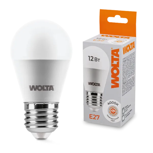 Светодиодная лампа WOLTA 25S45GL12E27 12Вт 4000K Е27