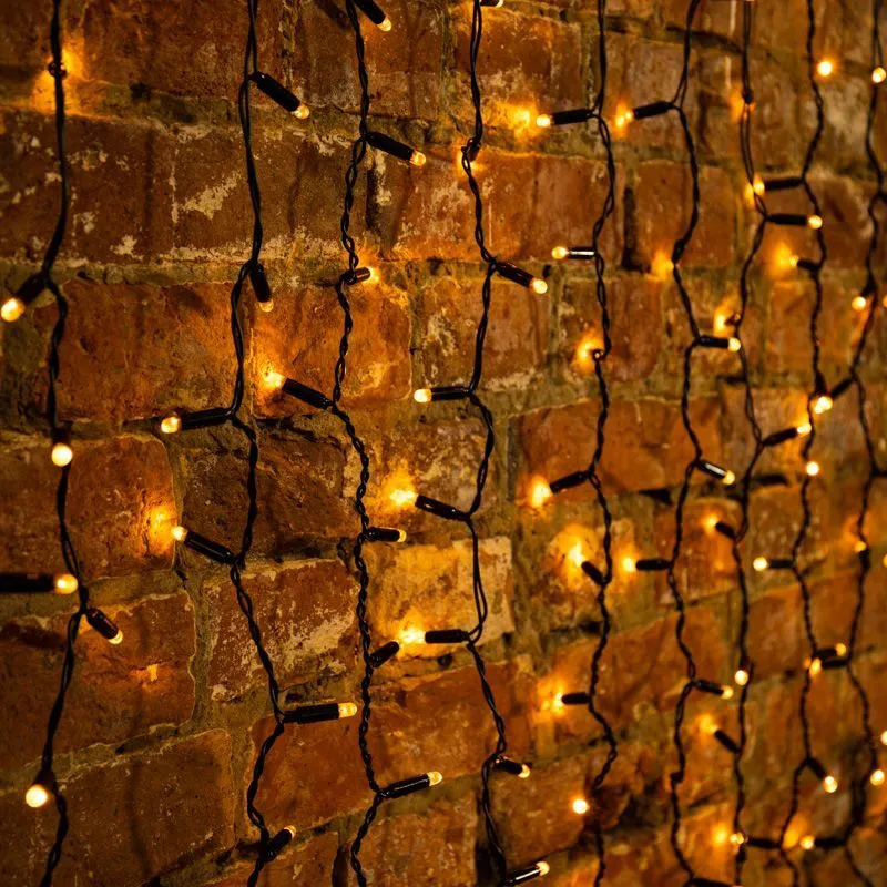 Гирлянда Светодиодный Дождь 2х6м, постоянное свечение, черный провод, 230 В, диоды ЖЕЛТЫЕ 235-161