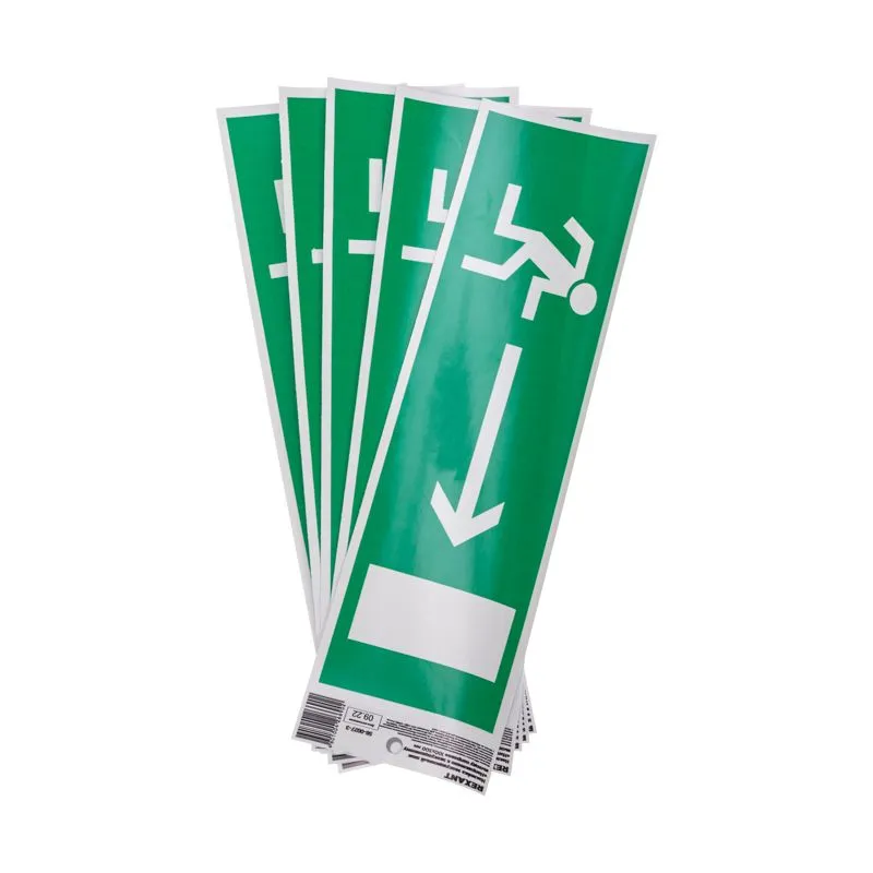 Наклейка эвакуационный знак "Направление к эвакуационному выходу направо" с хедером; 100х300 мм REXANT