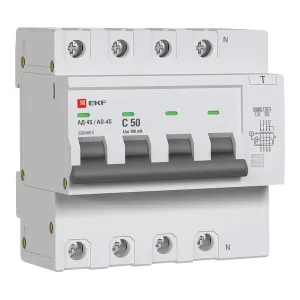 Диф. автомат 4P S 50А 100мА тип АС х-ка C эл. 6кА АД-4 EKF DA4-6-50-100S-pro