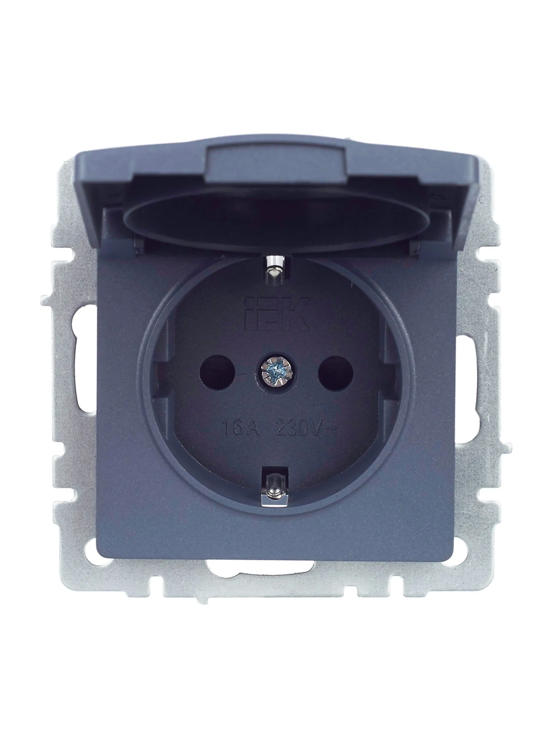 BRITE Розетка 1-местная с заземлением с защитными шторками и крышкой 16А IP20 РСбш10-3-БрМ маренго IEK - Фото 5