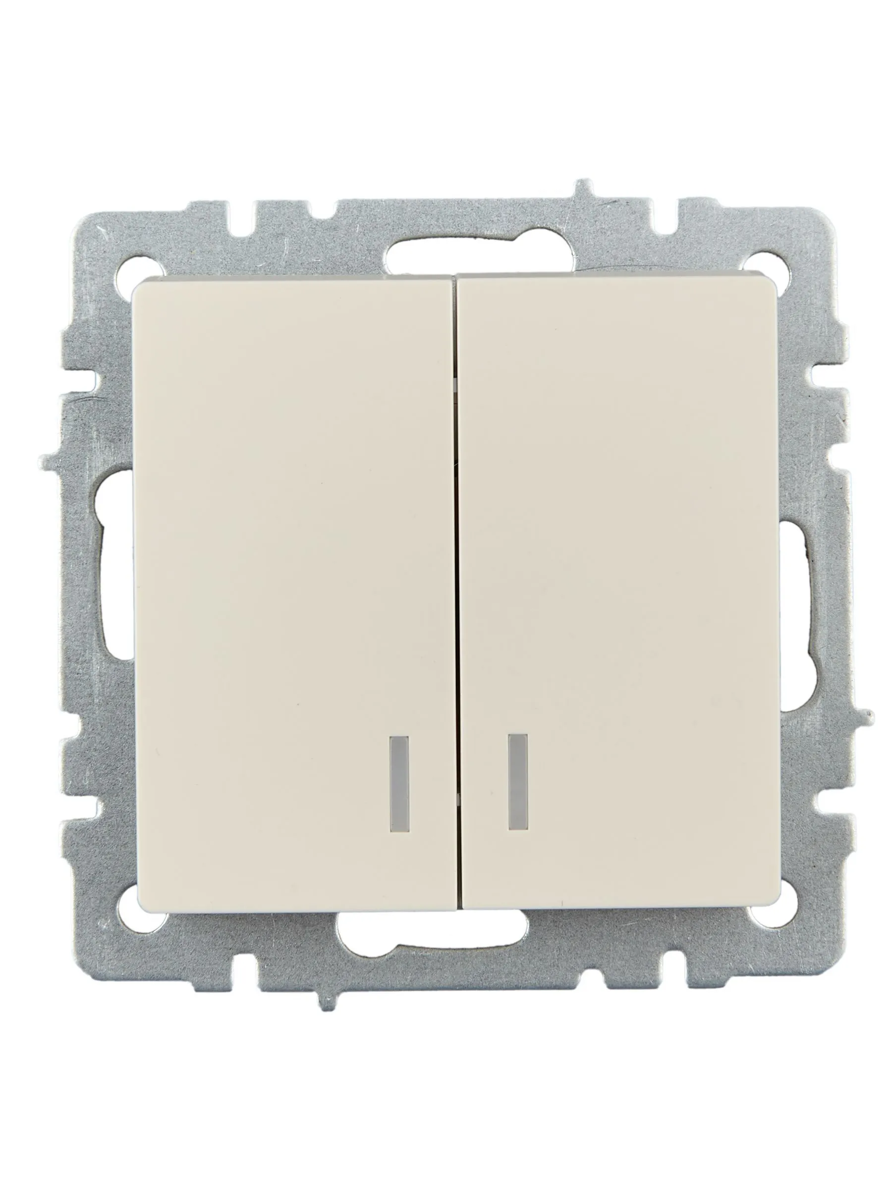 BRITE Выключатель 2-клавишный с индикацией 10А ВС10-2-1-БрКр бежевый IEK - Фото 4