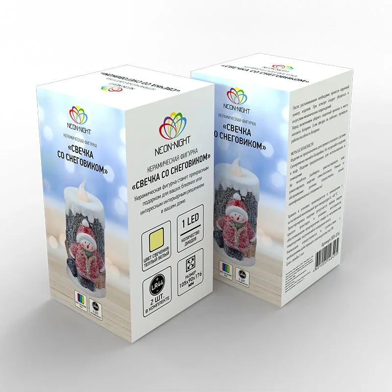 Керамическая фигурка Свечка со снеговиком 10,5х9х17,6 см - Фото 4