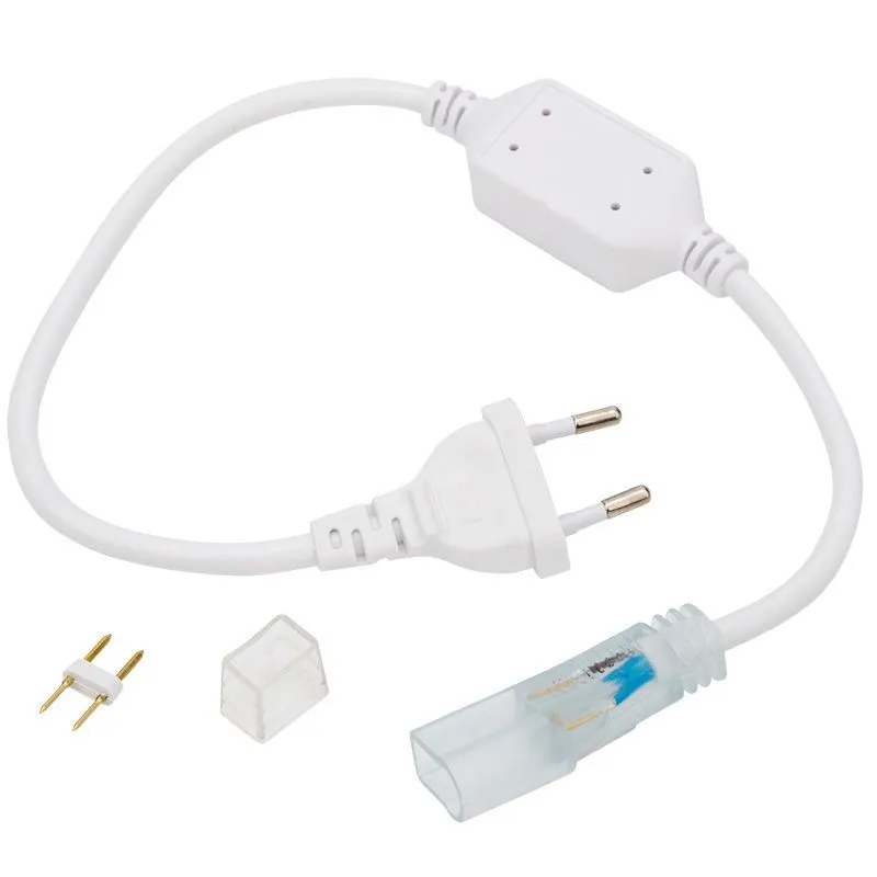 Установочный набор для одностороннего Гибкого неона 8х16мм (шнур питания каучук с диодным мостом и вилкой, заглушка, переходная муфта, игла) 1,5м NEON 134-503