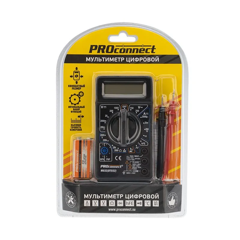 Портативный мультиметр M832 (DT832) PROconnect - Фото 5