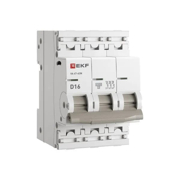 Авт. выкл. 3P 16А (D) 4,5kA ВА 47-63N EKF PROxima M634316D