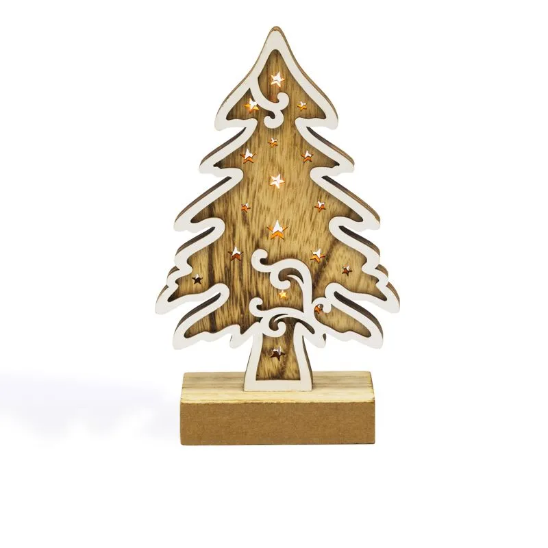 Деревянная фигурка с подсветкой Елочка 11,5x5x19 см - Фото 3