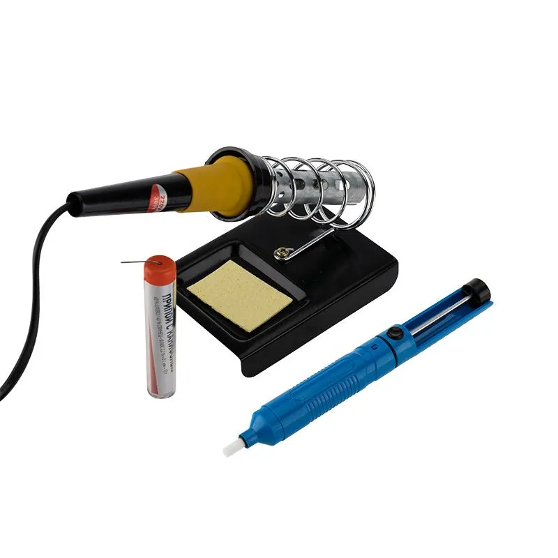 Набор для пайки №4 (паяльник 30Вт, оловоотсос, подставка, припой, губка) REXANT - Фото 2