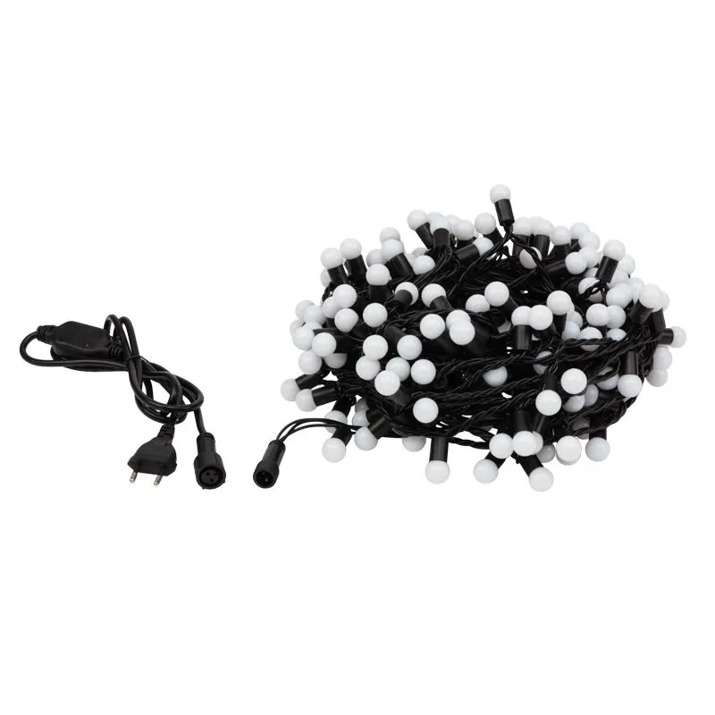 Гирлянда светодиодная Мультишарики Ø17,5мм 20м 200 LED БЕЛЫЙ черный ПВХ IP65 постоянное свечение 230В нужен блок 303-500 NEON-NIGHT - Фото 2