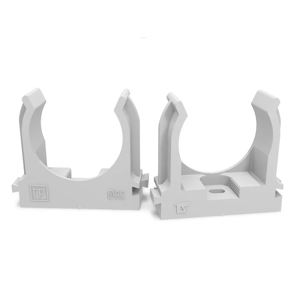 Крепеж-клипса для труб атмосферостойкая для монтажного пистолета серая в п/э d32 мм (25шт/500шт уп/к PR13.0404