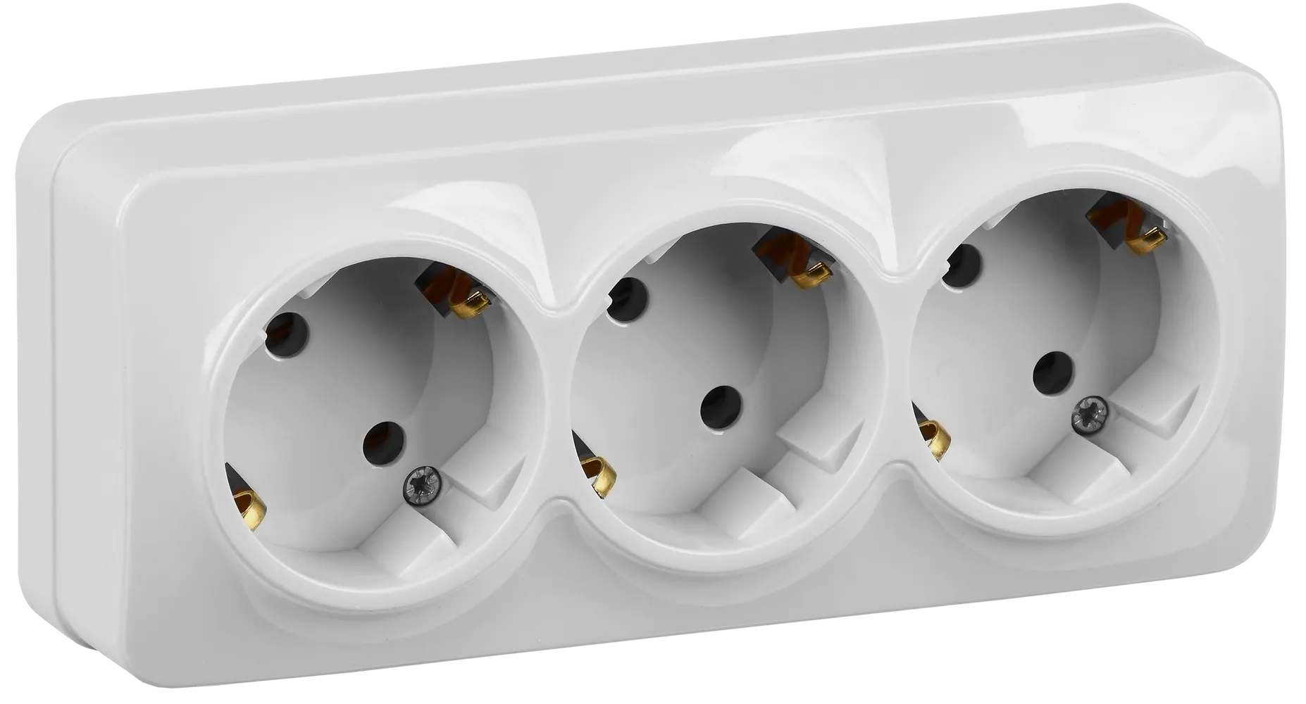GLORY Розетка 3-местная для открытой установки с заземлением без защитных шторок 16А РС23-3-ХБ белый IEK