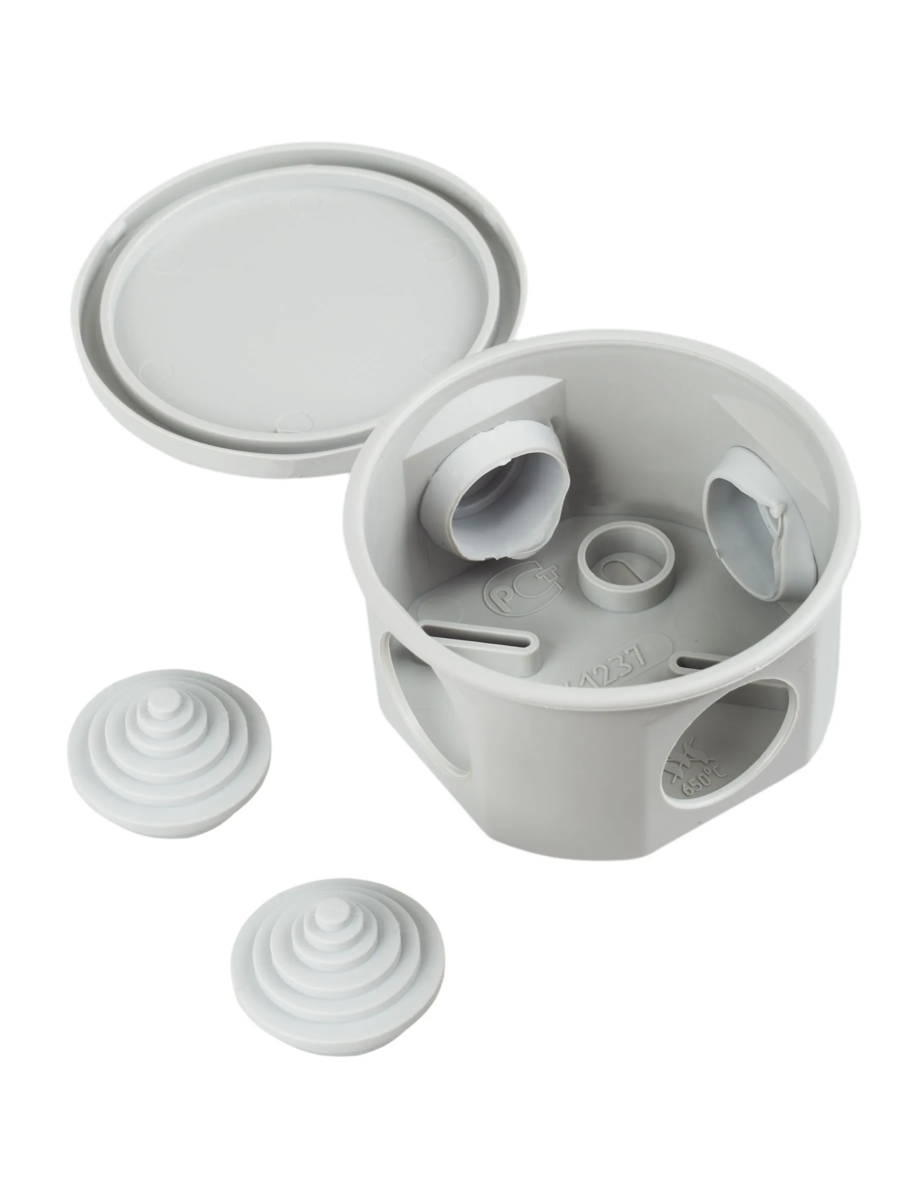 Коробка распаячная КМ41237 для открытой проводки безгалогенная (HF) D=75х40мм IP44 4 гермоввода серая IEK - Фото 6