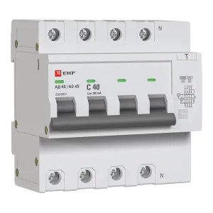 Диф. автомат 4P S 40А 100мА тип АС х-ка C эл. 6кА АД-4 EKF DA4-6-40-100S-pro