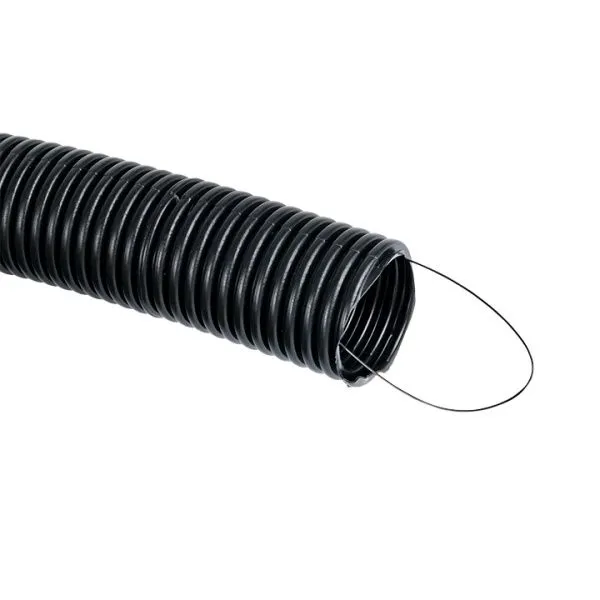 Труба гофр. негорючая безгалог. FRHF с протяжкой d50 мм (20 м) черн. EKF-Plast - Фото 2