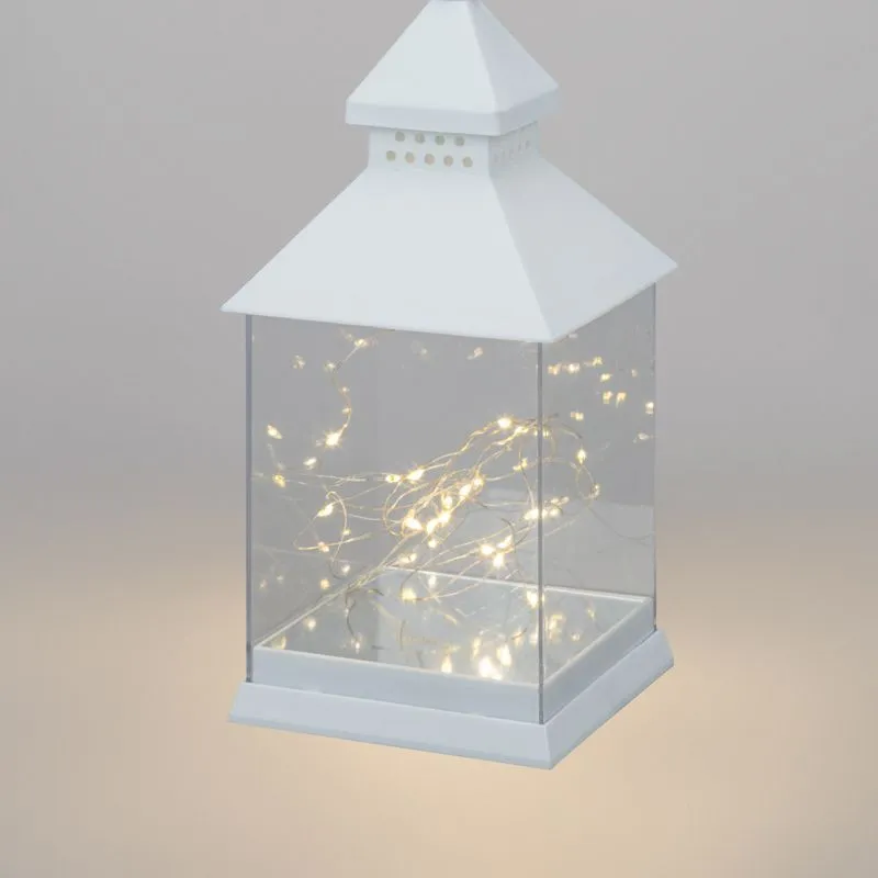 Декоративный фонарь с росой, белый корпус, размер 10,7х10,7х23,5 см, цвет теплый белый - Фото 3