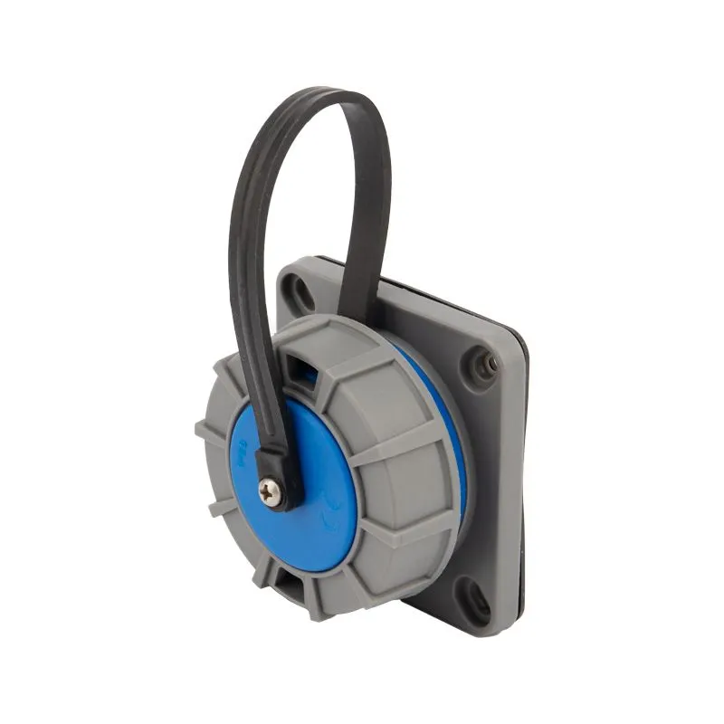 Розетка влагозащищенная настенная фланцевая с крышкой 1 гнездо, 2Р+РЕ, 16А, IP68, серая REXANT