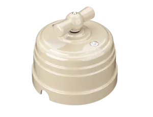 Выключатель ретро пластиковый поворотный на четыре положения (2-х клавишный), IP20, цвет - слоновая  GE30401-02