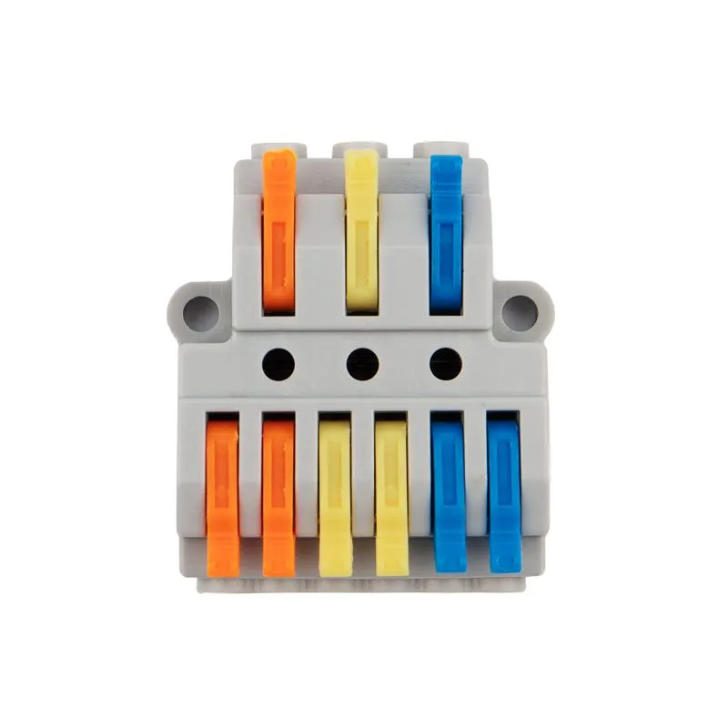 Клемма СМК 3х2 проходная разветвительная 3 полюса, с монтажной площадкой (1 ввод, 2 вывода на полюс) (50 шт./уп.) REXANT - Фото 5