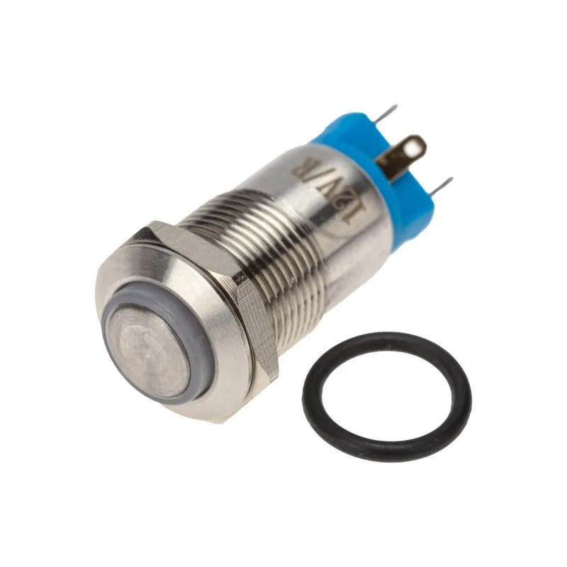 Кнопка антивандальная Ø12 12В(LED) Б/Фикс (4с) OFF-(ON) красная (A-12-C2) REXANT 36-3210