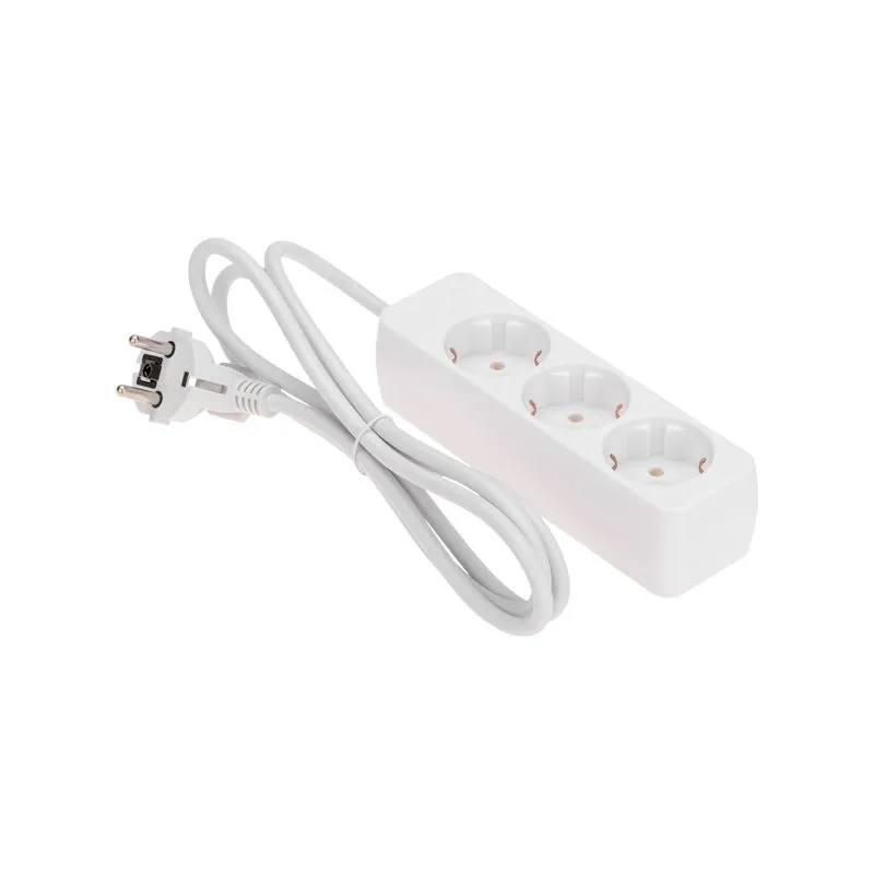 Удлинитель 3 гнезда, 1,5м, 3х0,75мм², с/з,  белый PROconnect 13-4208