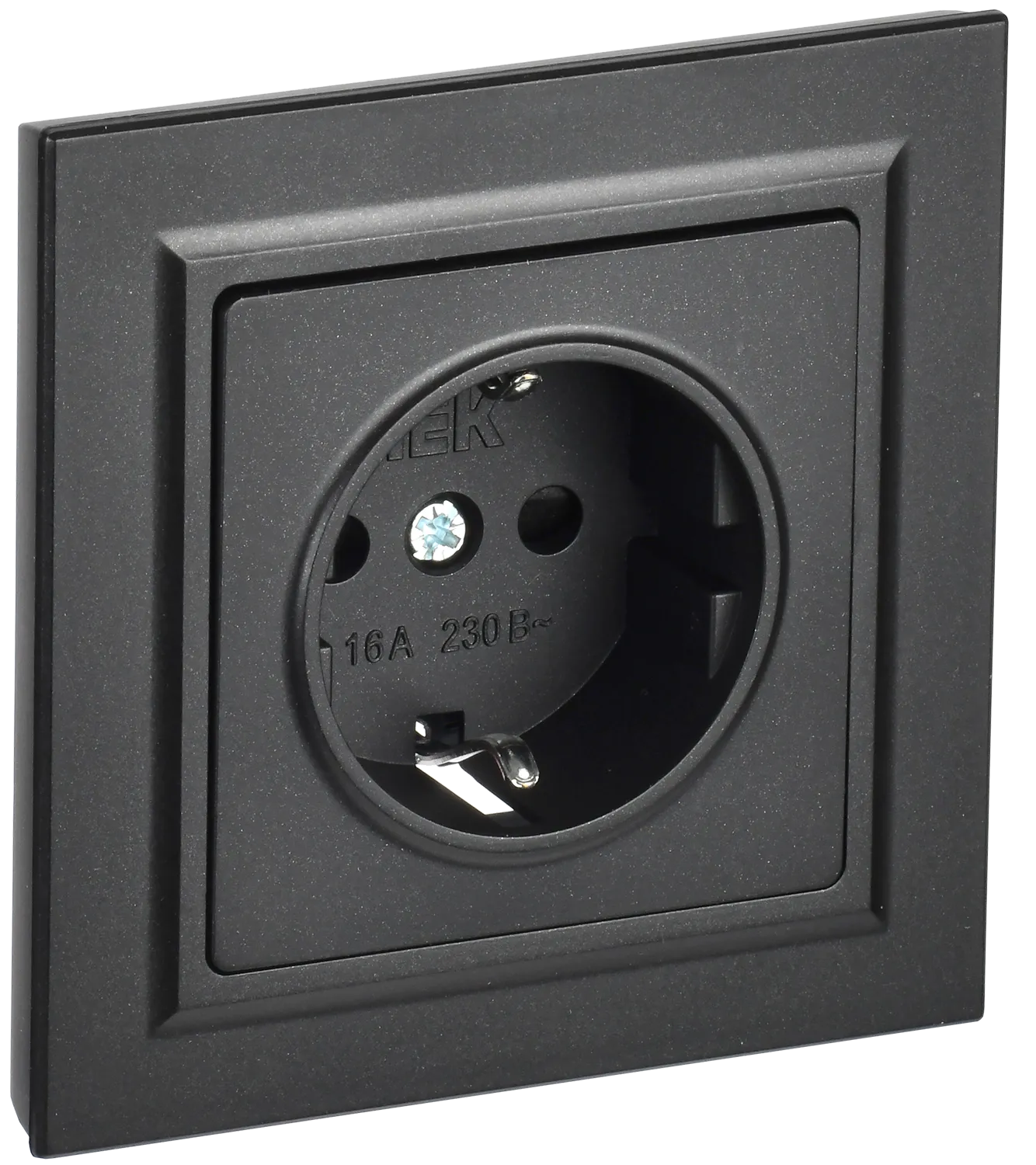 BRITE Розетка 1-местная с заземлением с защитными шторками 16А в сборе РСР14-1-0-БрЧ черный IEK
