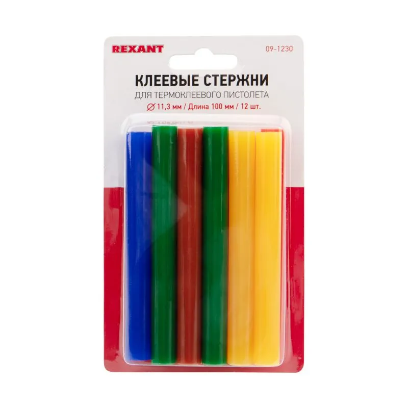 Стержни клеевые Ø11мм, 100мм, цветные (12 шт/уп), блистер REXANT - Фото 2