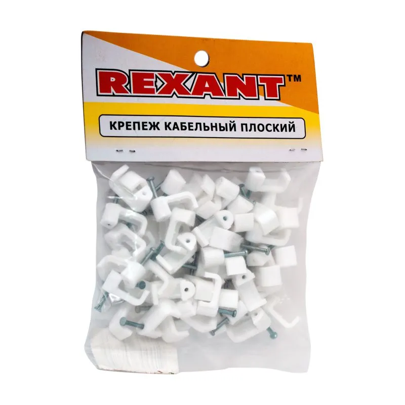 Крепеж кабеля плоский 12х6 мм, белый (50 шт/уп) REXANT - Фото 3