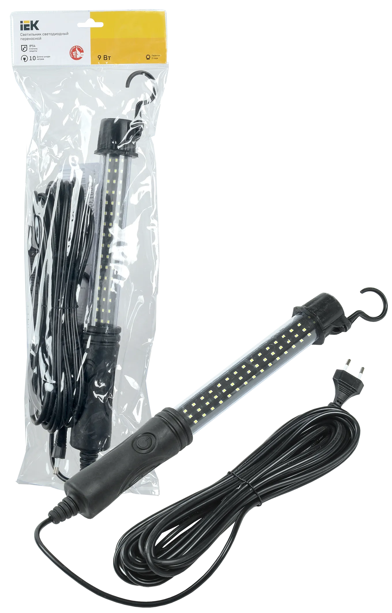 Светильник светодиодный переносной ДРО 2061 IP54 шнур 10м черный IEK - Фото 2