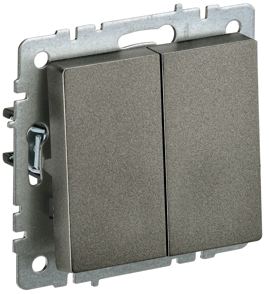 BRITE Выключатель 2-клавишный проходной 10А ВС10-2-6-БрТБ темная бронза IEK BR-V22-0-10-K45