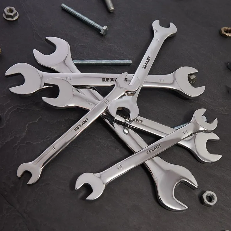 Набор ключей рожковых (8-19мм), 6 шт, CrV, зеркальное хромирование REXANT - Фото 4