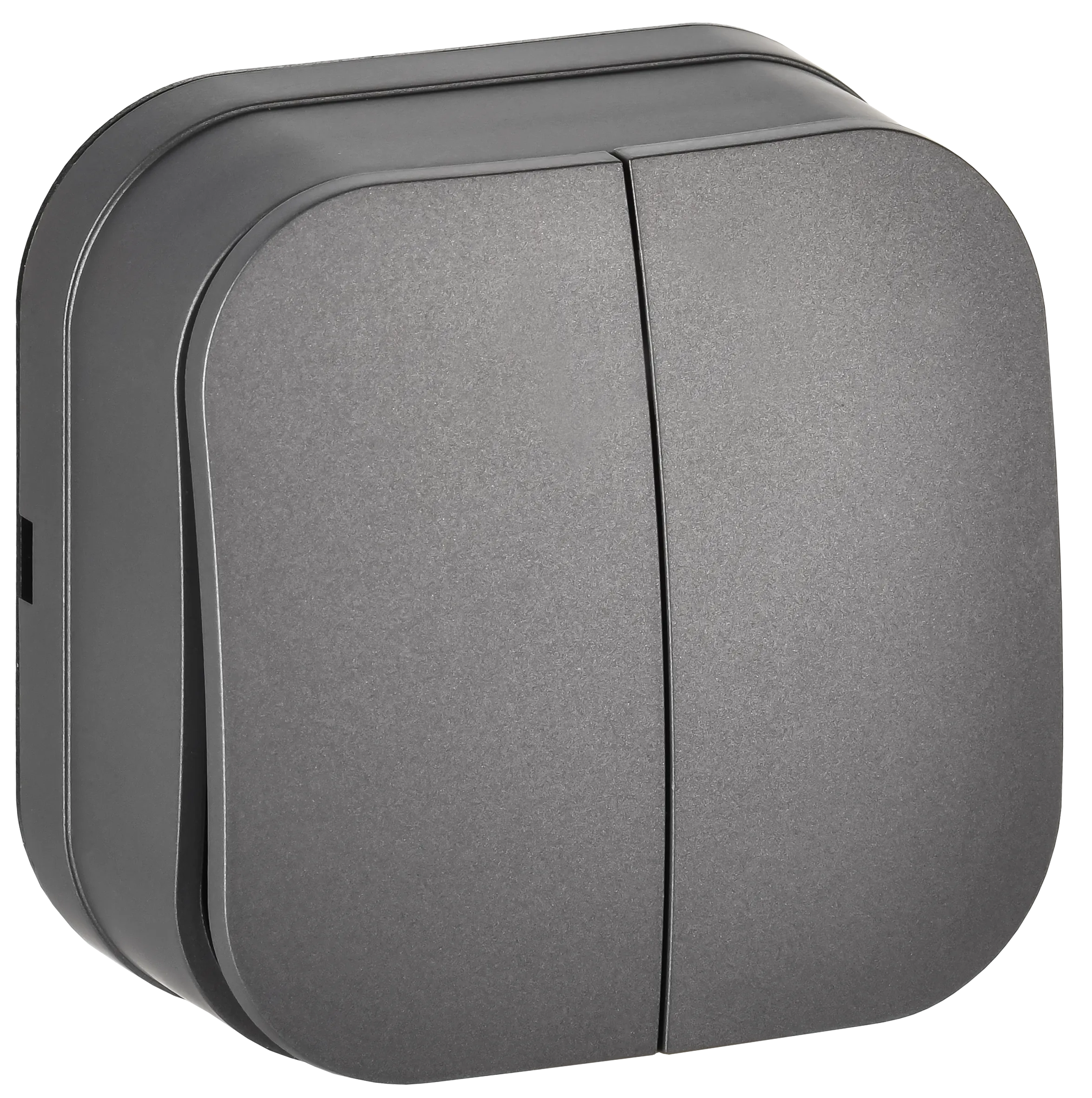 GLORY Выключатель 2-клавишный для открытой установки 10А ВС20-2-0-ХСм сталь матовый IEK EVH20-K46M-10