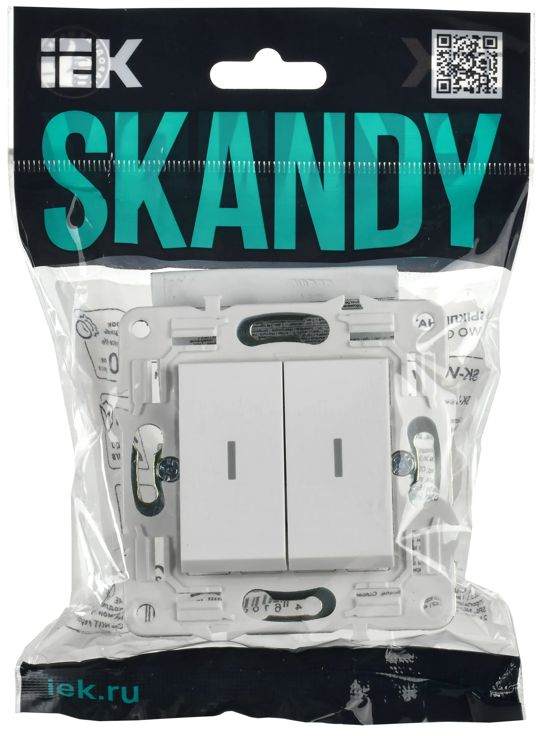 SKANDY Выключатель 2-клавишный с индикацией 10А SK-V09W арктический белый IEK - Фото 2