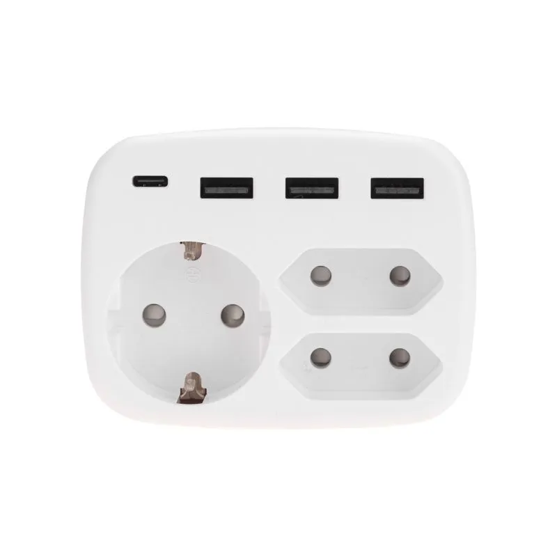 Тройник электрический 16А с/з + 2х2,5А + 3хUSB-A 2,4А + USB Type-C 3А, белый REXANT - Фото 5