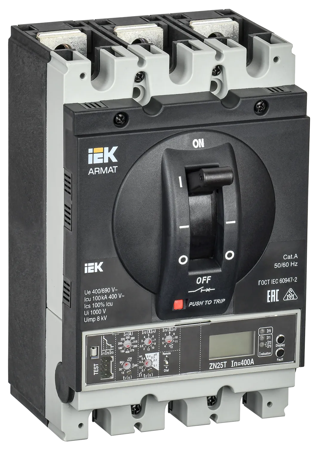 ARMAT Автоматический выключатель в литом корпусе 3P типоразмер H 100кА 250А расцепитель электронный продвинутый IEK AR-MCCB-3H-100-0250A-ELPC