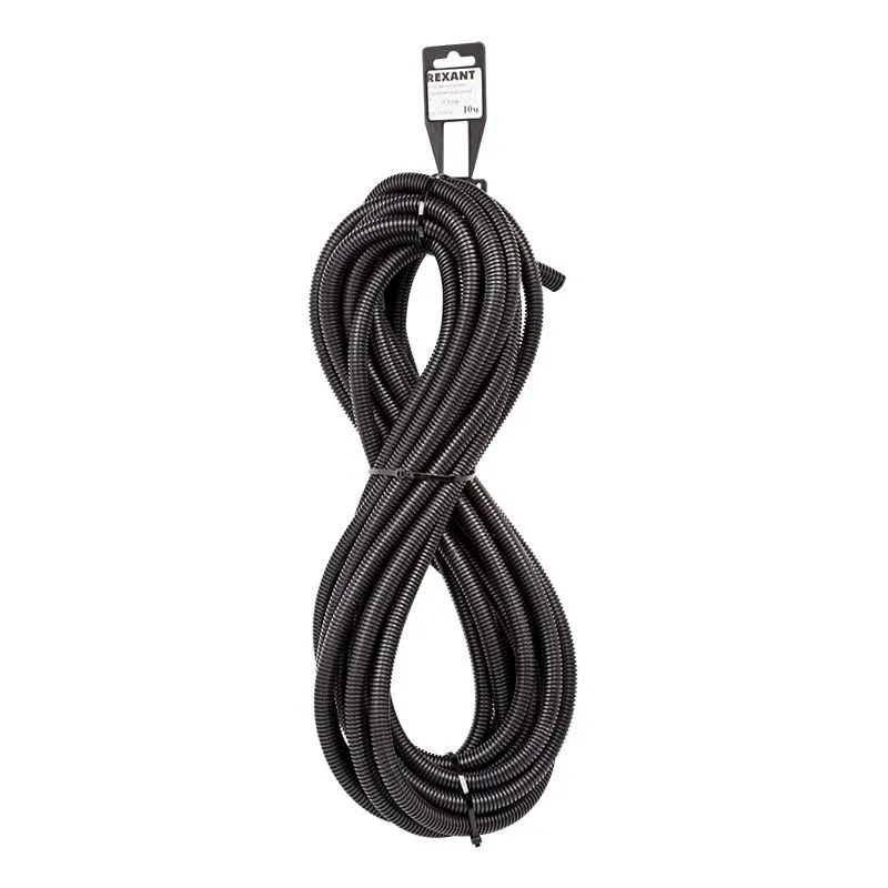 Труба автомобильная гофрированная ПП, Ø9,8мм, разрезная (бухта 10 м/уп) REXANT 15-1010