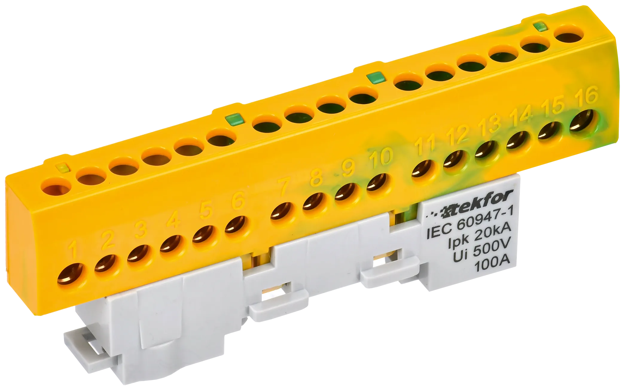 TEKFOR Шина PE "земля" изолированная на универсальном держателе 6х9-16-ЖЗ IEK TF-NN10-16-KL-K52