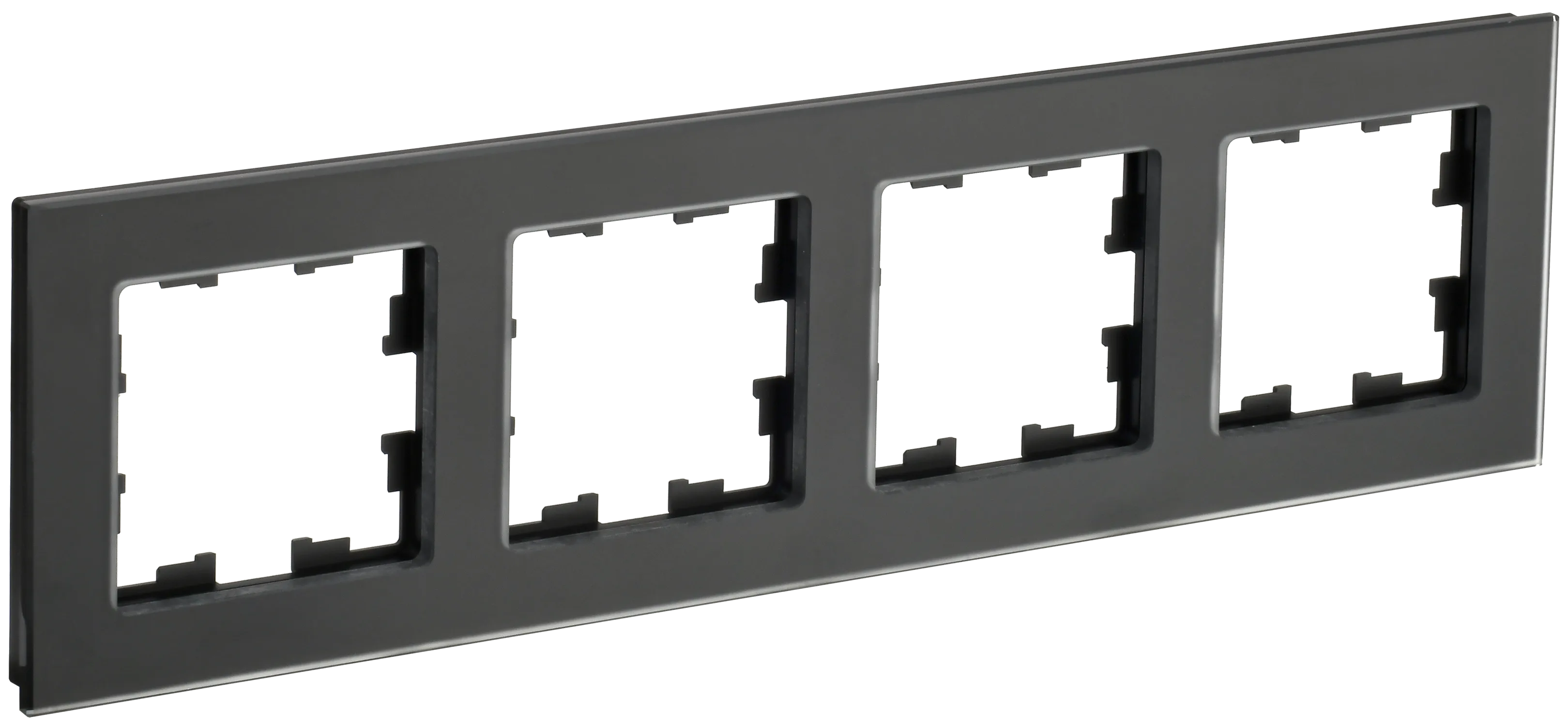 BRITE Рамка 4-местная РУ-4-2-Бр стекло черный матовый IEK