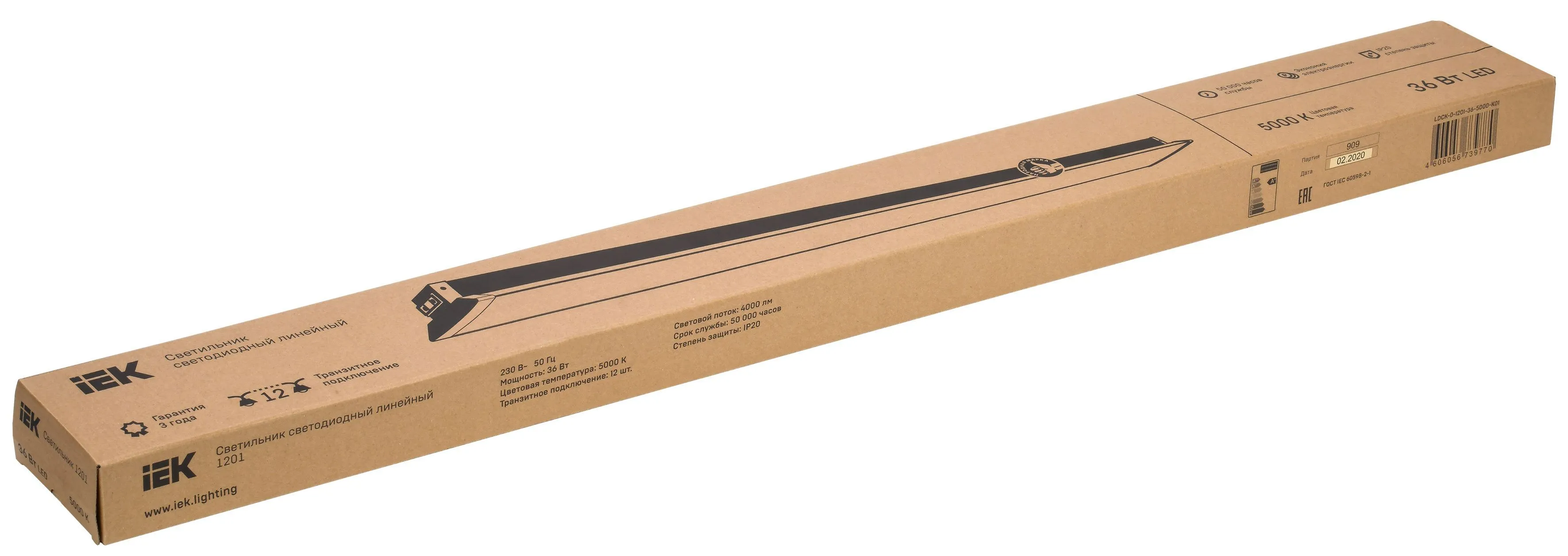PRO Светильник светодиодный линейный 1201 36Вт 5000К 1200х107х52мм IEK - Фото 2