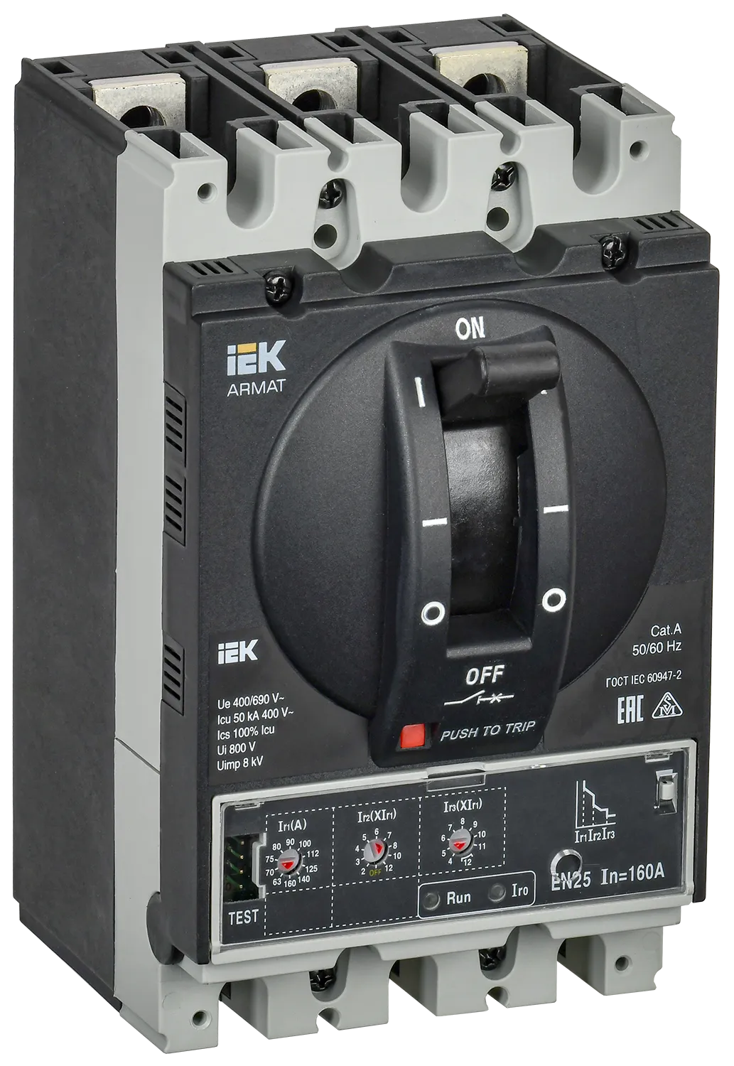 ARMAT Автоматический выключатель в литом корпусе 3P типоразмер D 50кА 160А расцепитель электронный стандартный IEK