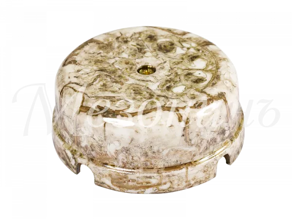 Коробка распределительная фарфоровая D80мм, h43мм, IP20, цвет -мрамор, ТМ "МЕЗОНИНЪ" GE70236-19