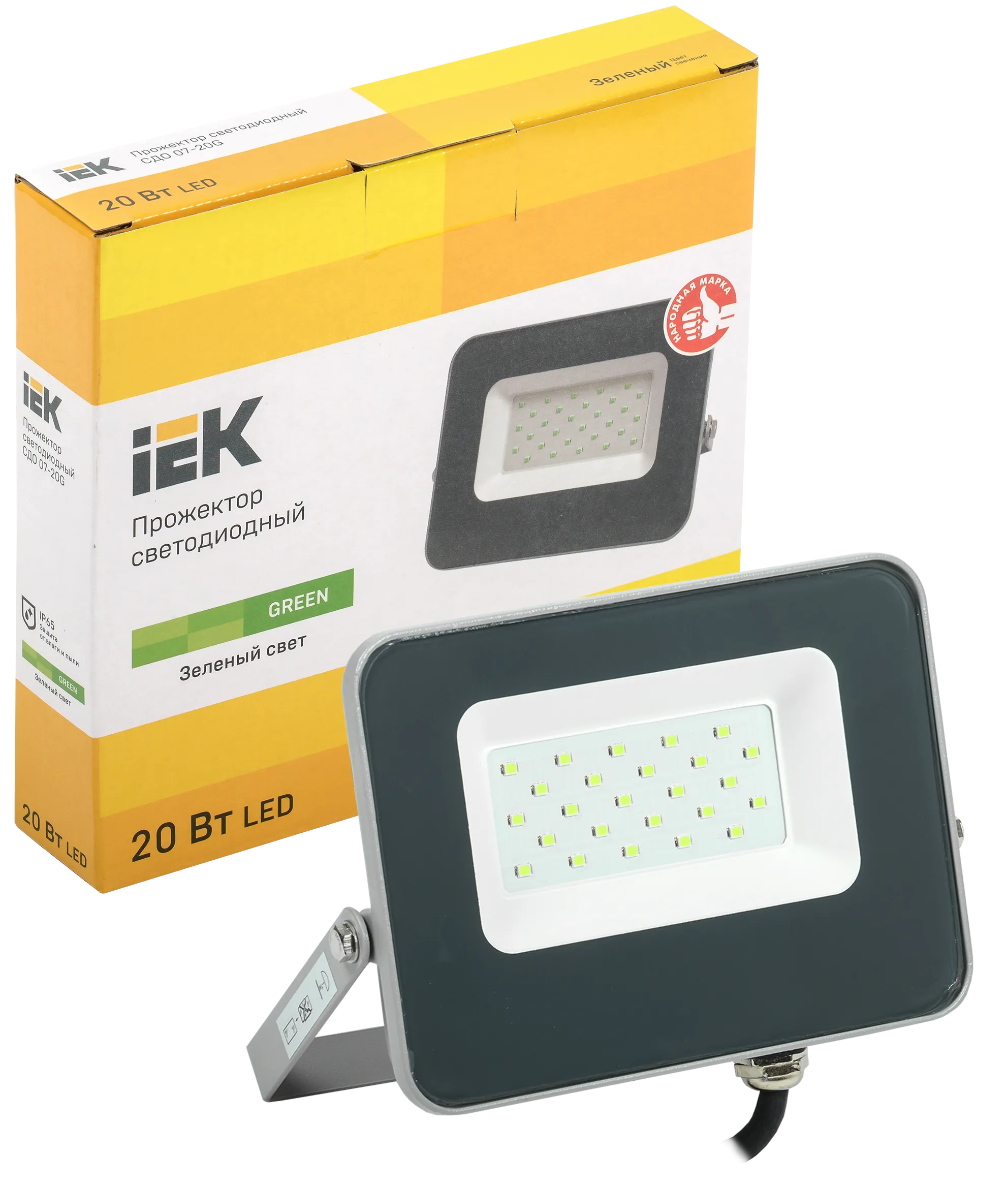 Прожектор светодиодный СДО 07-20G green IP65 серый IEK - Фото 2