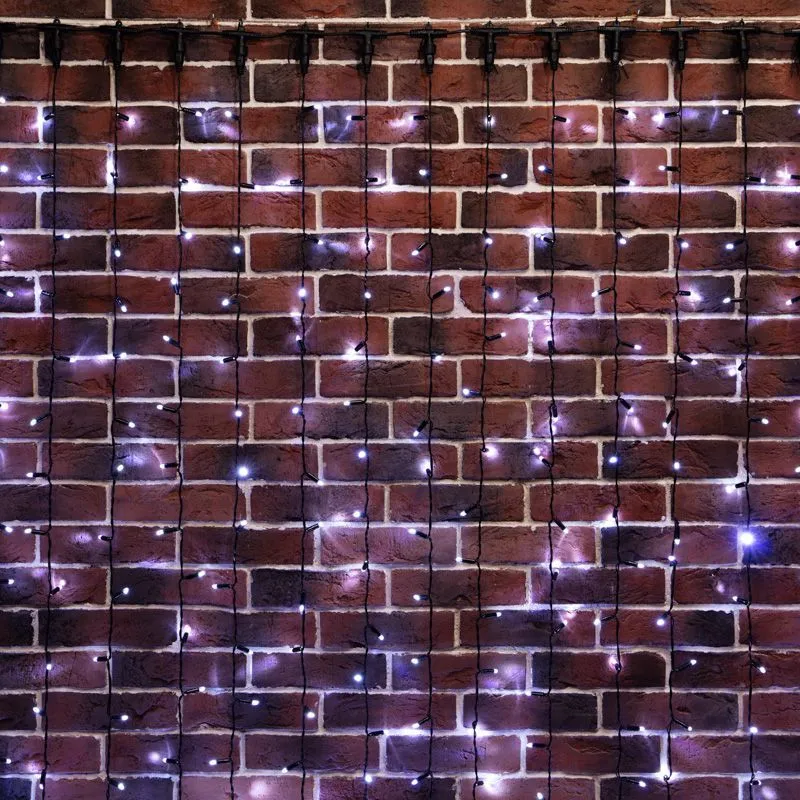 Гирлянда светодиодная Занавес 2х6м 768 LED БЕЛЫЙ черный ПВХ IP65 постоянное свечение 230В нужен блок 303-500 NEON-NIGHT 235-165