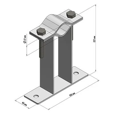 Кронштейн для мачт плоский П-образный, 20см REXANT - Фото 2