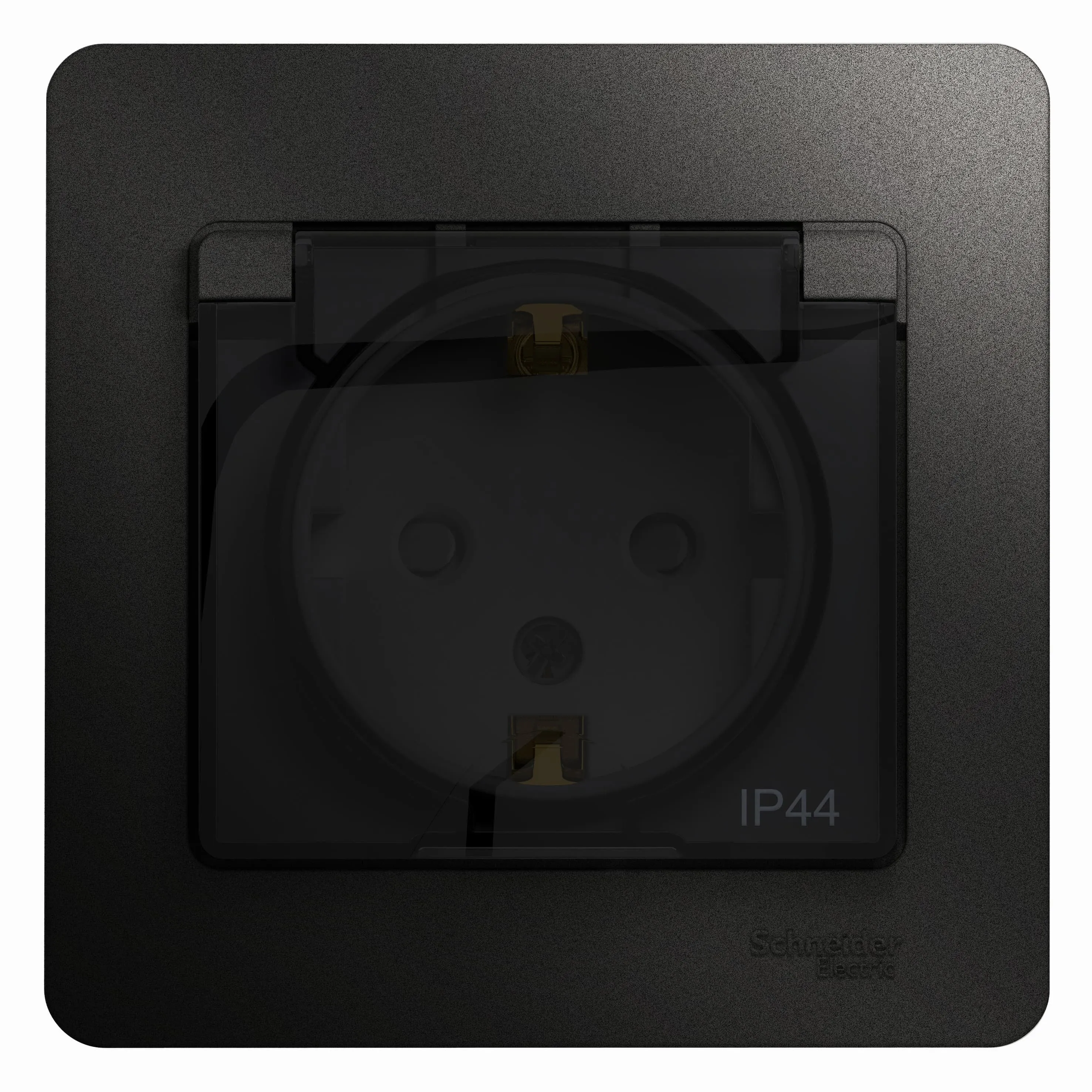 Розетка 1-м СП 1мод. Glossa 16А IP44 с заземл. защ. шторки с крышкой в сборе антрацит SE GSL000748 400335