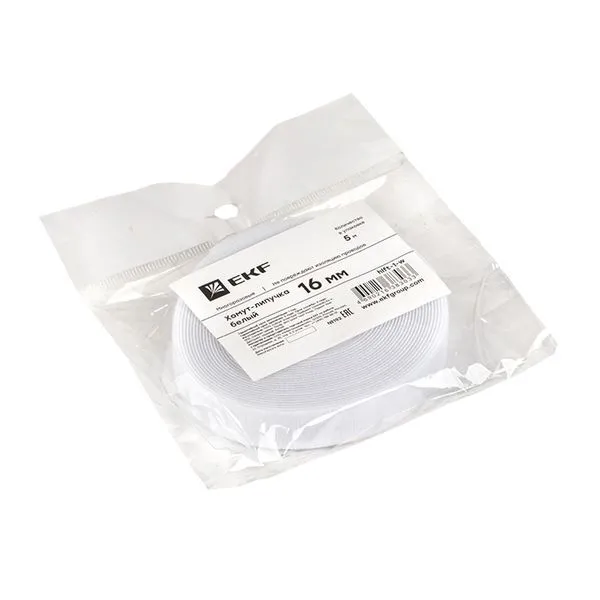 Хомут-липучка 16 мм (5м ролл) белый EKF - Фото 2