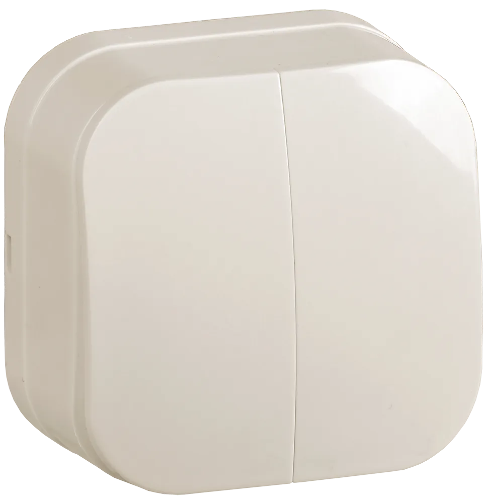 GLORY Выключатель 2-клавишный для открытой установки 10А ВС20-2-0-ХК кремовый IEK