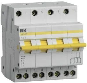 Выключатель-разъединитель трехпозиционный ВРТ-63 4P 16А IEK MPR10-4-016